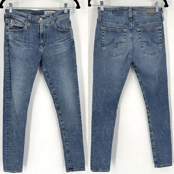 AG Jeans The Farrah Skinny Ankle high rise Blue Medium Wash‎ Whiskering Size 26R - Picture 1 of 13
